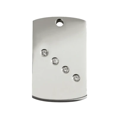 Afbeelding van Rectangle Swarovski hondenpenning medium/gemiddeld 2,2 cm x 3,6 RedDingo