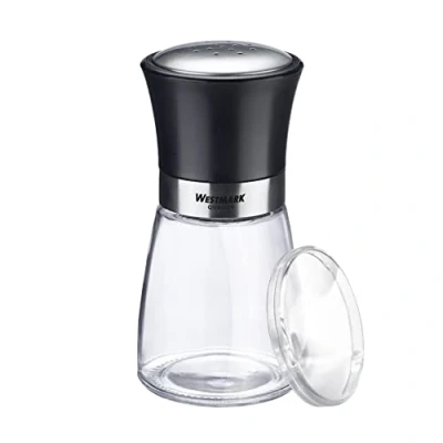Afbeelding van Westmark 63502260 Kruidenpot met aromadeksel, fijne perforatie, inhoud 190 ml, glas/roestvrij staal/kunststof, zwart, transparant/zwart/zilver