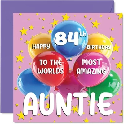 Afbeelding van Verjaardagskaart voor tante World&#039;s Most Amazing Auntie van neef en nichtje, 145 mm x mm, 62 jaar, wenskaarten