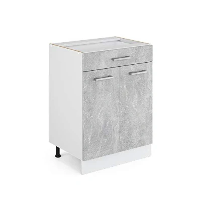 Afbeelding van Vicco Keukenonderkast R Line, Beton/Wit, 60 cm met lade, zonder werkblad