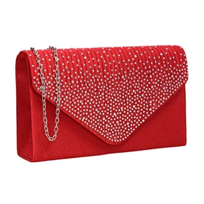 Afbeelding van SWANKYSWANS Abby envelop met strass steentjes voor dames, Rood