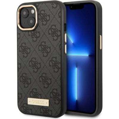Afbeelding van Guess iPhone 14 Hardcase Backcover 4G Gold Camera &amp; Buttons Magsafe Compatible Grijs