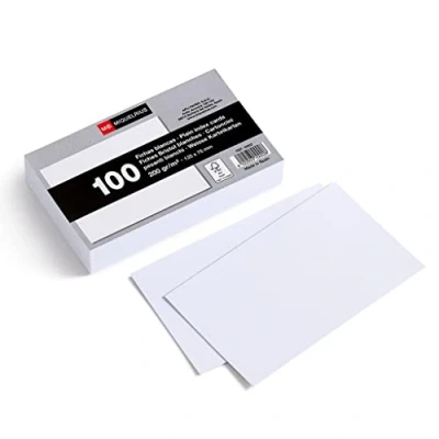 Image de Miquelrius Flashcards, Cartes d’étude, 100 fiches Bristol blanches pour notes, Format 125 x 75 mm, Papier carton offset 200 g/m², Fournitures de bureau et scolaires la rentrée