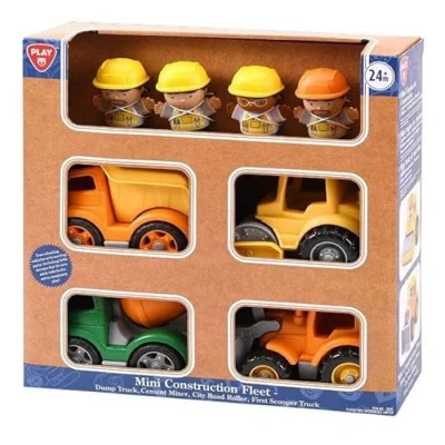 Afbeelding van Play Mini Constructie Voertuigen met Figuren Speelset, 8dlg.