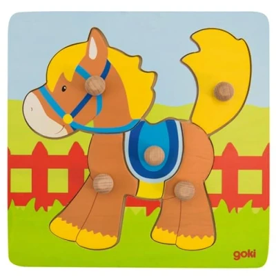 Afbeelding van Goki Vormenpuzzel Paard Junior Hout 5 Stukjes