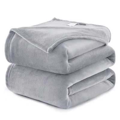 Afbeelding van WAVVE Flanel fleecedeken, 260 g/m², 230 x 270 cm, lichtgrijs, grote deken, 230, bank/tweepersoonsbed, warm en zacht, grijs