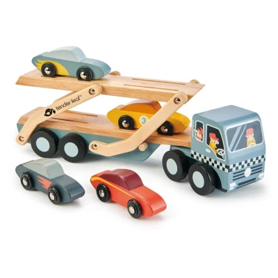 Afbeelding van Tender leaf toys autotransporteur raceauto&#039;s