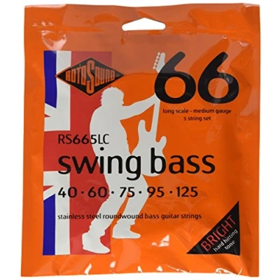 Afbeelding van Rotosound bas snaren RS665LC 5er 40 125 Swing 66, Stainless Steel Snarenset voor 5 string basgitaar