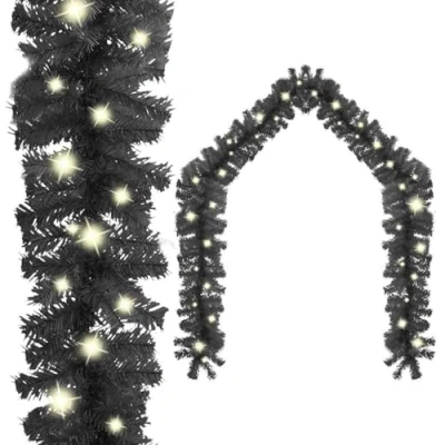 Afbeelding van Kerstslinger met LED lampjes 10 m zwart