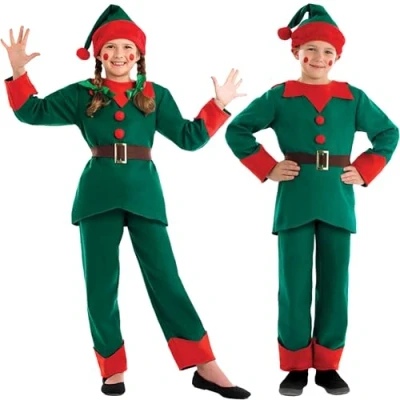 Afbeelding van Fun Shack elfenkostuum voor kinderen, elfjeskostuum kerstelfenkostuum, meisjes, kerstkostuum maat L