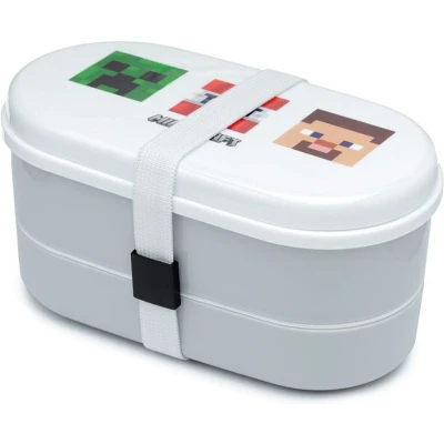 Afbeelding van Bento Box Minecraft brooddoos met Vork + Lepel Wit