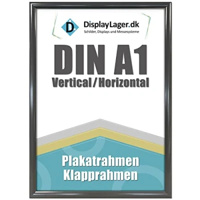 Afbeelding van DisplayLager Klikframe A1 antracietgrijs met 25 mm aluminium profiel, ontspiegeld beschermglas, bevestigingsmateriaal