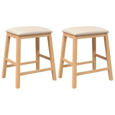 Afbeelding van vidaXL Barstoelen met kussens 2 st massief hout rubber