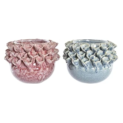 Afbeelding van Vaas DKD Home Decor Roze Turkoois Keramiek Bloem Mediterrane 17 x 13,5 cm 19 cm...