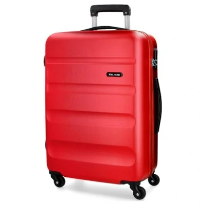 Image de Roll Road Flex valise rigide fabriquée en ABS, un matériau, fermeture à combinaison latérale, 4 roues doubles, bagage main, intérieur pratique avec compartiment, rouge, 75 cm, Grande