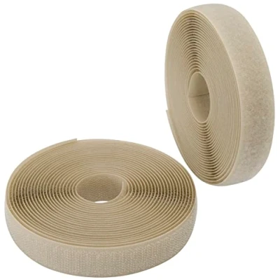 Afbeelding van AERZETIX C65924 Band/rol klittenband 20 mm 5 meter kabelorganizer/klem kledingtasband kleur: lichtbeige in polyamide en polyester
