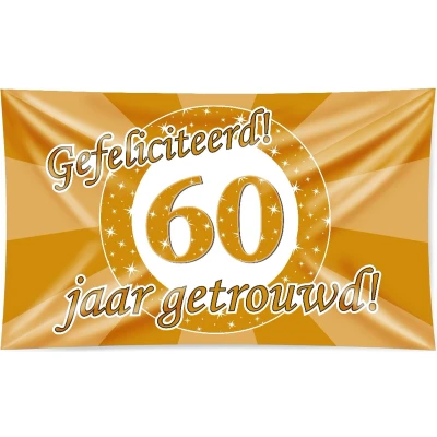 Afbeelding van Gevelvlag 60 jaar getrouwd verkeersbord XXL 150x90cm