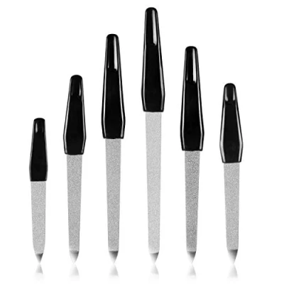 Afbeelding van URAQT Nagelvijl, diamantnagelvijl, 6 verpakkingen professionele nagelvijlen, dubbele metalen manicure met antislip handgreep, manicure, voor salon en thuis