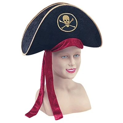 Afbeelding van Rubies Carnaval verkleed hoed voor een Piraat zwart polyester heren/dames