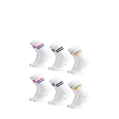Afbeelding van DANISH ENDURANCE Retro tennissokken van biologisch katoen (3 6 paar), sportsokken, dagelijkse sokken, ademend, gevoerd, vochtafvoerend, voor, Veelkleurig (2 x zwarte strepen, 2