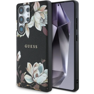 Afbeelding van Etui Guess Grained Printed Flower Pattern Magsafe Do Samsung Galaxy S25 Ultra Czarny