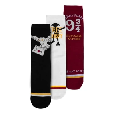 Afbeelding van Harry Potter Hedwig Dobby Gleis 9 3/4 Sportsokken voor dames, 3 paar, Meerkleurig