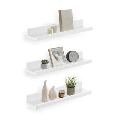 Afbeelding van Songmics Wandplank 3 Stuks Witte Moderne Zwevende Plank