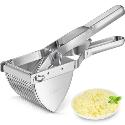 Afbeelding van Aardappelpers, roestvrij staal, voor baby&#039;s en fruit, aardappelstamper romige pluizige aardappelpuree levensmiddelenrecept