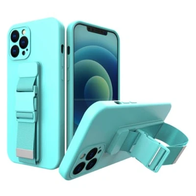 Afbeelding van Touwhoesje gelhoesje met sleutelkoord ketting handtas iPhone 11 Pro lichtblauw