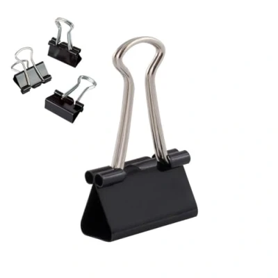 Afbeelding van D.RECT Metalen vouwclips 25 mm multifunctionele paperclips notitieklemmen universele klemmen 144 stuks (12 x 12), zwart