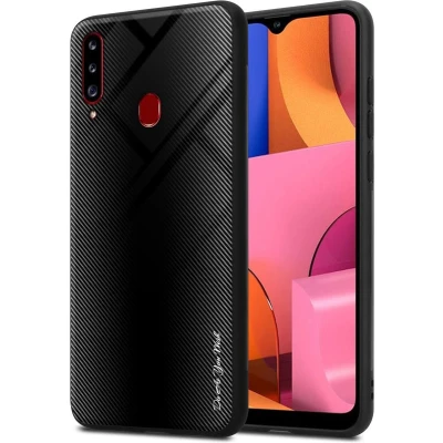 Afbeelding van Cadorabo Hoesje geschikt voor Samsung Galaxy A20s in OPAAL ZWART Beschermhoes gemaakt van TPU silicone Case Cover en achterkant gehard glas