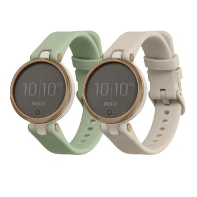 Afbeelding van kwmobile 2x horlogebandjes geschikt voor Garmin Lily Sport bandje Smartwatch bandjes van TPU Activity tracker horloge band in pastelgroen / beige