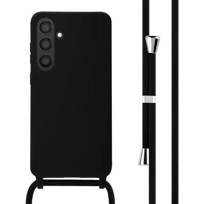 Afbeelding van iMoshion hoesje Geschikt voor Samsung Galaxy S24 Plus met koord Siliconen Zwart