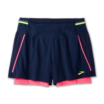 Afbeelding van Brooks HIGH Point 3&quot; 2IN1 Short 2.0 Korte broeken, Dames, Maat: 32/34, Navy neo pink