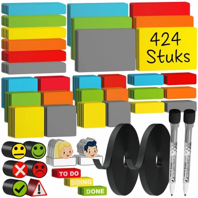 Afbeelding van ATWAM 416 delig Whiteboard Magneten voor Whiteboard, Magneetbord, Memobord of Magnetisch Tekenbord Post it Notes Herschrijfbare op Koelkast Scrum Mega Set XXL