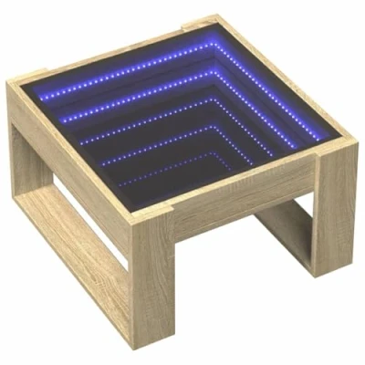 Image de vidaXL Table basse avec LED infini chêne sonoma 50x53x30 cm847625