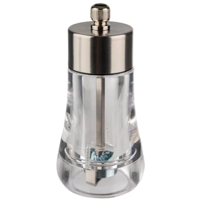 Afbeelding van APS 40582 Peper en kruidenmolen van acryl zwart roestvrij staal, maalgraad traploos verstelbaar, Ø 6 cm, hoogte 13 cm