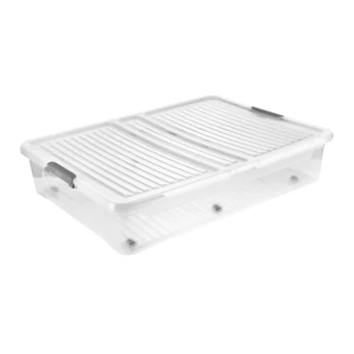 Afbeelding van keeeper Onderbedbox met deksel, 77 x 58 16 cm, 53 l, opbergdoos, transparant