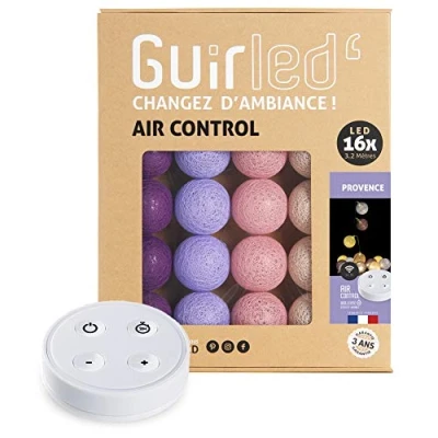 Afbeelding van Guirled Guirlande lumineuse boules coton LED USB Télécommande sans fil Veilleuse bébé 2h Adaptateur secteur double 2A inclus 4 intensités 16 1.6m Provence