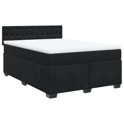 Afbeelding van vidaXL Boxspring met matras fluweel zwart 140x190 cm