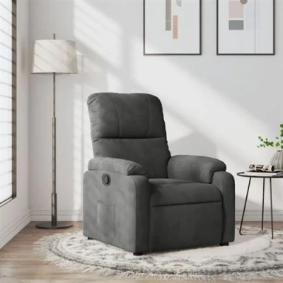 Image de vidaXL Fauteuil inclinable gris foncé tissu microfibre373451