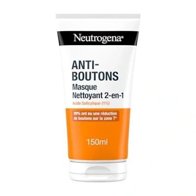 Image de Neutrogena Masque Nettoyant 2 en 1 (tube de 150 ml) visage à l&#039;acide salicylique (1%) 89% ont constaté une réduction des boutons sur la zone T*