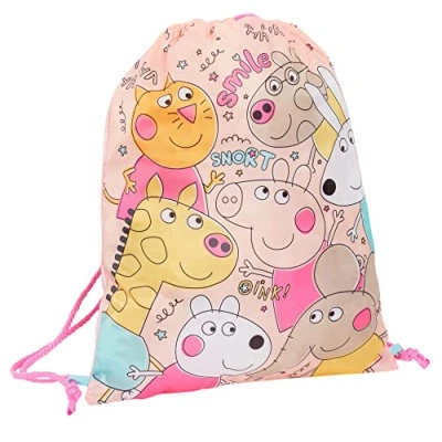 Afbeelding van Peppa Pig Tas met trekkoord voor meisjes, gymtas kinderen, zwemtas school en kleuterschool, Vissen,