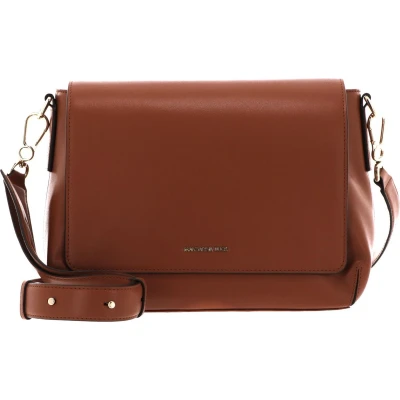 Afbeelding van MANDARINA DUCK Leren Schoudertas Luna Shoulder Bag With Flap Caramel Cafe Bruine