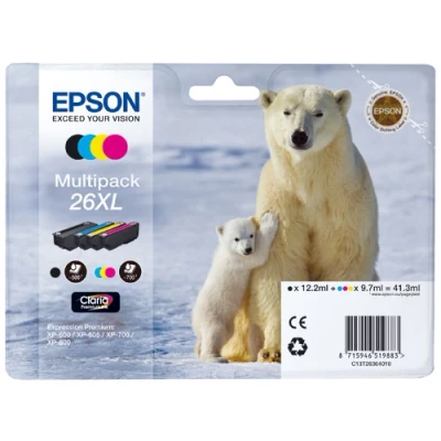 Image de cartouches d&#039;encre Epson Série Ours Polaire 26 XL Multipack 4