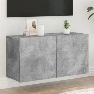 Afbeelding van Tv meubel wandgemonteerd 80x30x41 cm betongrijs