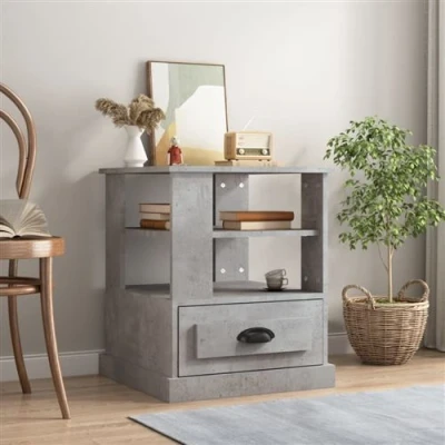 Afbeelding van vidaXL Table d&#039;Appoint, Basse avec Rangement, Bout de Canapé Salle Séjour Salon Intérieur, Moderne, Gris Béton Bois d&#039;Ingénierie