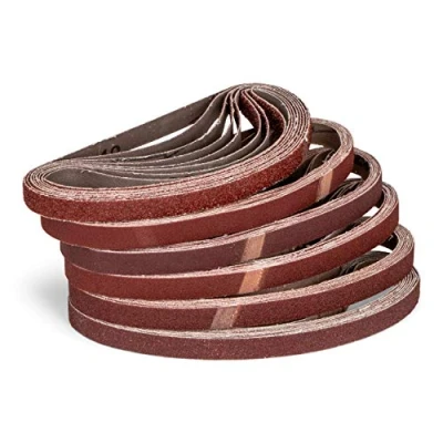 Afbeelding van Haerd Group Set van 48 professionele stoffen schuurbanden, 13 x 451 mm, 8 korrelgrootte: 40 60, 80 120, 180 240, geschikt voor krachtige vijl, schuurpapier, schuurbandset