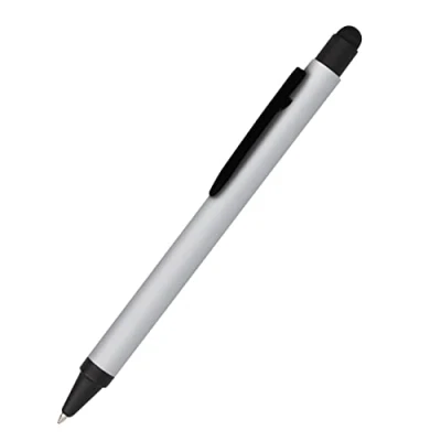 Afbeelding van Online 1 x balpen van aluminium stylus zilver, verwisselbare navulverpakking, zwarte schrijfkleur, zacht gevoel, pen met