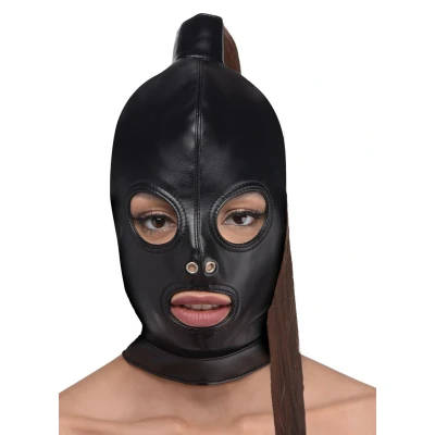 Afbeelding van Bondage Hoofd Masker Met Paardenstaart